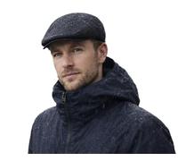 London Design Waxed Cotton Waterproof Flat Cap, Black, One Size 55-60cm, Adjustable with Quilted Lining, Men's Rain Hat for Outdoor Sports and Country Wear