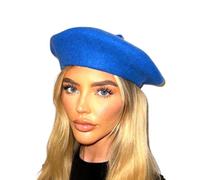 London Design Women's Beret Hat- 100% Pure New Wool -Thicker & Heavier Fabric in Plain Colours (French Blue)