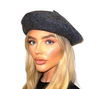 London Design Women's Beret Hat- 100% Pure New Wool -Thicker & Heavier Fabric in Plain Colours (Grey Charcoal)