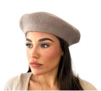 London Design Women's Beret Hat- 100% Pure New Wool -Thicker & Heavier Fabric in Plain Colours (Taupe Brown)