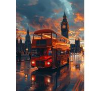 London Diamond Art Kits Adults, 5D Diamond Painting Street View, DIY Full Drill Cross Stitch Embroidery Crystal Art Kits, Crafts for Adults, Paintings for Room Decor, Gifts for Women 24x32 inch L-9713