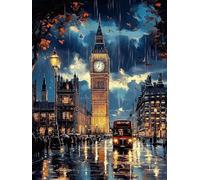 London Diamond Art Kits Adults, Square Drill Diamond Painting Landscape for Beginners, DIY Crystal Art for Adults, 5D Crystal Creations Kit Gifts, Gem Arts and Crafts for Home Decor 18x24 inch C3-653