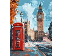 London Diamond Painting Kits for Adults, 5D DIY Landscape Diamond Art Kits for Adults Beginners, 40x50 cm Full Drill Painting with Diamonds Crystal Gem Art for Room Wall Decor, Home Decor, Gifts, J-55