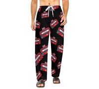 London Double Decker Bus Men's Pajama Pants Lightweight Sleep Pj Bottoms Pockets Drawstring Lounge Pant M
