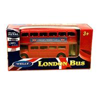 London Double Decker Red Bus Mini Model with Pull Back & Go Action Made of Die Cast Metal and Plastic Parts