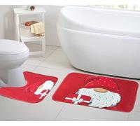 London Dream 2 Piece Christmas Festive Memory Foam Bath Mat and Pedestal Set, Non-slip Soft Super Absorbent Bathroom Rugs (Gonks Gift Parcel)