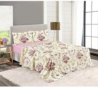 London Dream 4pc Olivia Floral Printed Flannel Sheets Set (Fitted Sheet, Flat Sheet, Pillowcases) Flannelette 100% Brushed Cotton Bedding Set (Pink, Double Bed)