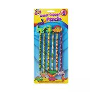 London Dream 6 Piece Novelty Animals Eraser Top Funky Pencils, Wooden Graphite Pencil with Cute Wildlife Animal Eraser Topped For School Kids (Dinosaurs)
