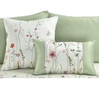 London Dream Arabella Embroidery Oblong Filled Cushion - Soft Polyester Easy Care Vintage Green White Floral Decorative Oblong Cushions Pillow for Bed, Chair, Sofa, Home Decor (30x45cm)