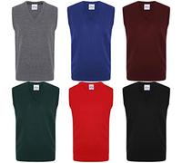 London Dream Boys Girls V-Neck Knitted Sleeveless Tank Top Jumper Kids Uniform School Wear Warm Sweater Waistcoat Grey