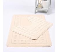 London Dream Diem 2 Piece Bath Mat & Pedestal Mat Set - Non Slip Washable Extra Absorbent Greek Style Bathroom Mats, Soft Floor Rugs for Toilet Shower (Cream)
