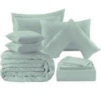 London Dream Easy Care Percale Extra Deep Fitted Sheet 40cm Poly Cotton Bottom Bed Sheets (Duck Egg, Double)