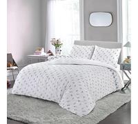 London Dream Flannel Rose Bud Duvet Quilt Cover with Two Pillowcases - Soft & Warm Thermal Flannelette Floral Rosebud 100% Brushed Cotton King Size Duvet Cover Set (230cm x 220cm) - Blue
