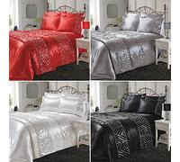 London Dream Luxurious Satin Silk Sequin Runner Bedding, MicroFibre Shimmer Glamour Runner Bedding (Black)