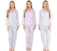 London Dream Luxury Floral Print Ladies Nightwear Pyjamas Set with Short/Long Sleeve, Smooth Woven Polycotton Comfortable Pjs Night Dress Size 10-30
