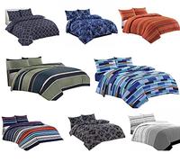 London Dream Luxury Printed Ezra Grey Single Duvet Cover Set with 1 Pillowcase, Polycotton Reversible Geometric Quilt Bedding Sets (Single: 135 x 200 cm)
