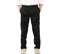 London Dream Mens Smart Rugby Trousers Fully Elasticated Stretch Waist Band with Draw Cord Comfortable Fit Workwear Bottoms Straight Leg Casual Formal Work Pants (UK, Waist & Inseam, 48, 27, Black)