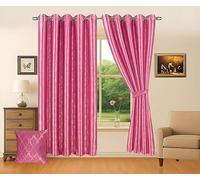 London Dream Metallic Gold Foil Jacquard Blackout Curtains 2 Panels with Tiebacks - Thermal Eyelet Ring Top Damask Curtains for Bedroom & Living Room (Fuchsia Pink, W 66" x L 72")