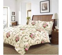 London Dream Olivia Flannelette 100% Brushed Cotton Single Duvet Cover Sets with One Pillow Case Reversible Thermal Floral Bedding Quilt Covers Set (Pink, 135x200cm)