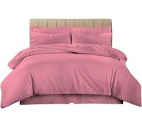 London Dream Plain Dyed Rose Pink 180 Thread Count Fitted Bed Sheet 40cm Extra Deep Double Fitted Sheets - Hotel Quality Non Iron Percale Polycotton Bottom Sheets (Rose Pink, Double)