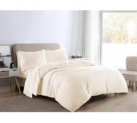 London Dream Plain Flannelette Duvet Cover Set King Size - 100% Brushed Cotton Quilt Cover with Pillowcases, Soft Thermal Bedding Sets (Cream, King Duvet Cover Set)
