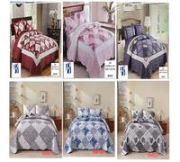 London Dream Quilted Bedspreads with 2 Pillow Shams King Size Bed 230 x 250 CM, Cotton Printed Patchwork Style Quilted Throw Comforter Fits Double and king Size Beds (230 x 250 CM, Grey BM-03)