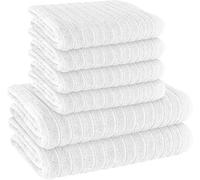 London Dream Ribbed Hydro Cotton 6 Piece Towel Bale Set Super Soft Lightweight Quick Dry Highly Absorbent Bathroom Towel Sets (White)