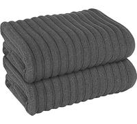 London Dream Ribbed Hydro Cotton Pack of 2 Jumbo Bath Sheet, Super Soft Lightweight Quick Dry Highly Absorbent Bathroom Towel Set (Charcoal)