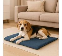 London Dream Soft Fleece Dog Mat Large 70x95cm - Non Slip Washable Pet Bed with Removable Zip Cover, Bonded Fibre Filling Cushion Pet Mats, Cat Dog Bed Mattress (Navy Blue)