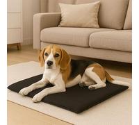 London Dream Soft Fleece Dog Mat Large 70x95cm - Non Slip Washable Pet Bed with Removable Zip Cover, Bonded Fibre Filling Cushion Pet Mats, Cat Dog Bed Mattress (Black)