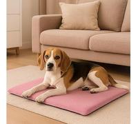 London Dream Soft Fleece Dog Mat Large 70x95cm - Non Slip Washable Pet Bed with Removable Zip Cover, Bonded Fibre Filling Cushion Pet Mats, Cat Dog Bed Mattress (Pink)