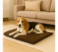 London Dream Soft Fleece Dog Mat Large 70x95cm - Non Slip Washable Pet Bed with Removable Zip Cover, Bonded Fibre Filling Cushion Pet Mats, Cat Dog Bed Mattress (Chocolate Brown)