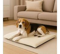 London Dream Soft Fleece Dog Mat Large 70x95cm - Non Slip Washable Pet Bed with Removable Zip Cover, Bonded Fibre Filling Cushion Pet Mats, Cat Dog Bed Mattress (Cream)