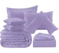 London Dream T180 Plain Dyed Lilac Extra Deep Pleated Valance Fitted Sheet Single 180 Thread Count Polycotton Non Iron Percale Bed Sheets with 10" Box and 16" Frill