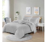 London Dream Ultra Soft Microfibre Duvet Cover Set with Pillowcases - Luxury Reversible Wrinkle-Resistant & Breathable Quilt Covers Easy Care Plain Bedding Set (Silver, Single)