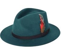 London Dream Unisex Fedora Hat Wide Brim 100% Wool Handmade Feather Mens Trilby Hats Adjustable Band Trilby Felt Fedora Wool Hats for Women (UK, Alpha, S, Forest Green)