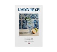 London Dry Gin Print_ Maiolica Tile Kitchen Bar Canvas Poster Bedroom Decor Landscape Office Room Decor Gift 24"L X 36"W