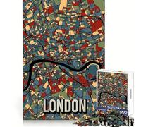London Earthtone City Map Adults Puzzles 1000 Piece Jigsaws Logic Practice Cozy Pastime Clean Edges Great Gift size 38x52cm