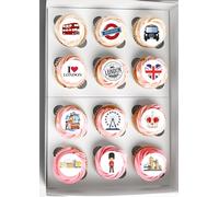 London Edible Cupcake Toppers Premium Wafer Card 24 Precut 1.5inch Round Travel Toppers Party Decorations