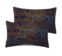 London England City Map Print Throw Pillow Covers, Set Of 2, Standard 30x50cm,Throw Cushion Cover,For Living Room Office