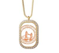 london england classic country city Necklace Pendant Diamond Crystal Golden Jewelry