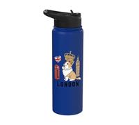 London England Corgi Crown and Big Bridge Travel Souvenir Stainless Steel Insulated Water Bottle