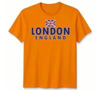 London England Family Matching T-Shirt - Union Jack Flag UK Great Britain British Pride Unisex Kids & Adults Travel Tee L Orange