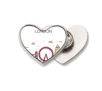 London England Flat Landmark Pattern Heart Metal Pin Brooch Clip Love