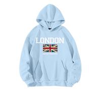 London England Hoodies Women Uk Union Jack Printed Jumper Hooded Top Flag Culture Sweatshirt Hoodie Unisex Fashion Print Pullover Casual Loose London Festive Travel Hooded Outerwear