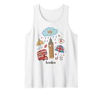 London England Icons Rainy Day British UK Symbols Tank Top