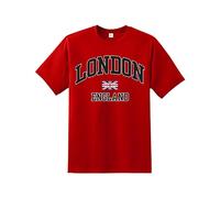 London England Men's t Shirt Union Jack Souvenir Quality Printed tee |Flag Culture Souvenir Travel Tshirt|Regular Fit Short Sleeve 100% Cotton top for UK Men/Women/Kids Red