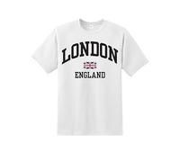 London England Men's t Shirt Union Jack Souvenir Quality Printed tee |Flag Culture Souvenir Travel Tshirt|Regular Fit Short Sleeve 100% Cotton top for UK Men/Women/Kids White