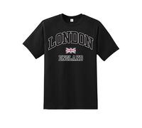 London England Men's t Shirt Union Jack Souvenir Quality Printed tee |Flag Culture Souvenir Travel Tshirt|Regular Fit Short Sleeve 100% Cotton top for UK Men/Women/Kids Black
