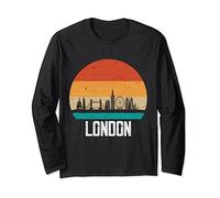 London England Retro Vintage Sunset Skyline London Long Sleeve T-Shirt